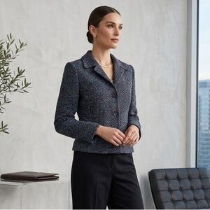 🔴Vintage SOIREE Handwoven Silk Multicolor Tweed Blazer Jacket XS